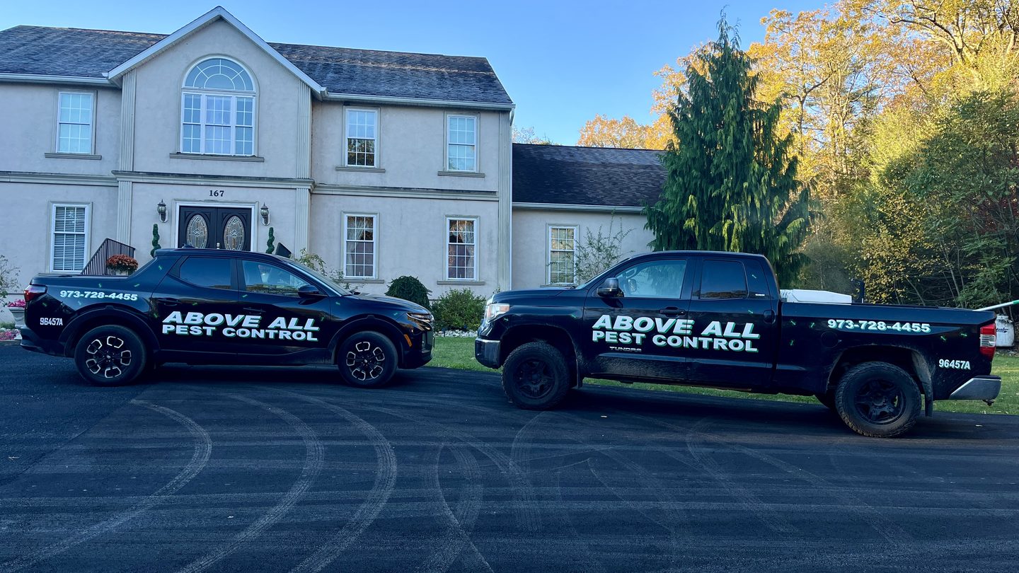 Two Above All Pest Control service trucks ready to serve Northern New Jersey homes